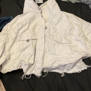 White Cropped Denim Jacket